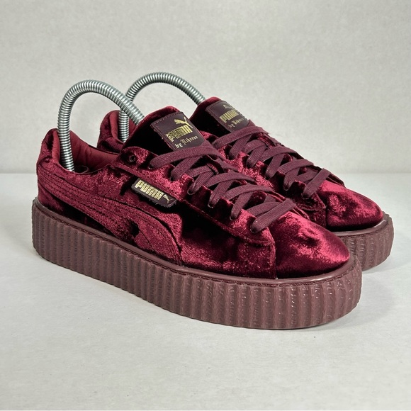 Puma x FENTY by Rihanna Creeper Velvet Platform Red & Gold Shoes; Women’s Sz 7.5 - Picture 4 of 16